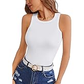 VAFFUL Womens Tank Tops Crew High Neck Sleeveless Ribbed Shirts Slim Fitted Top Summer Basic Casual Blouses Tee