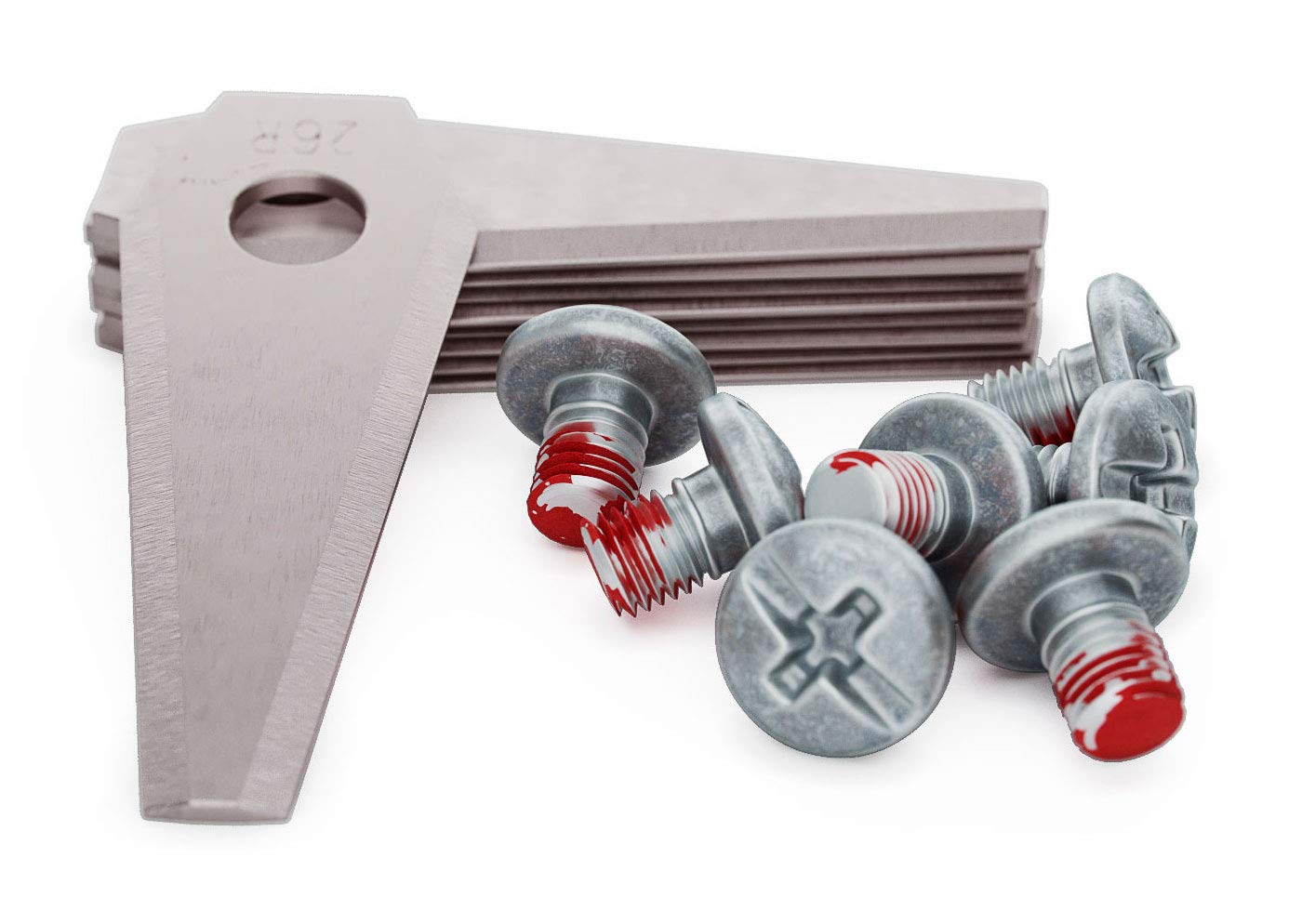 MOWHOUSE Lawnmower Spare Blades Set - Hardened Stainless Steel Blade Replacement Compatible with Bosch Indego - Mower Trimmer Spares, Exact Fit - 9 Pieces, 9 Screws