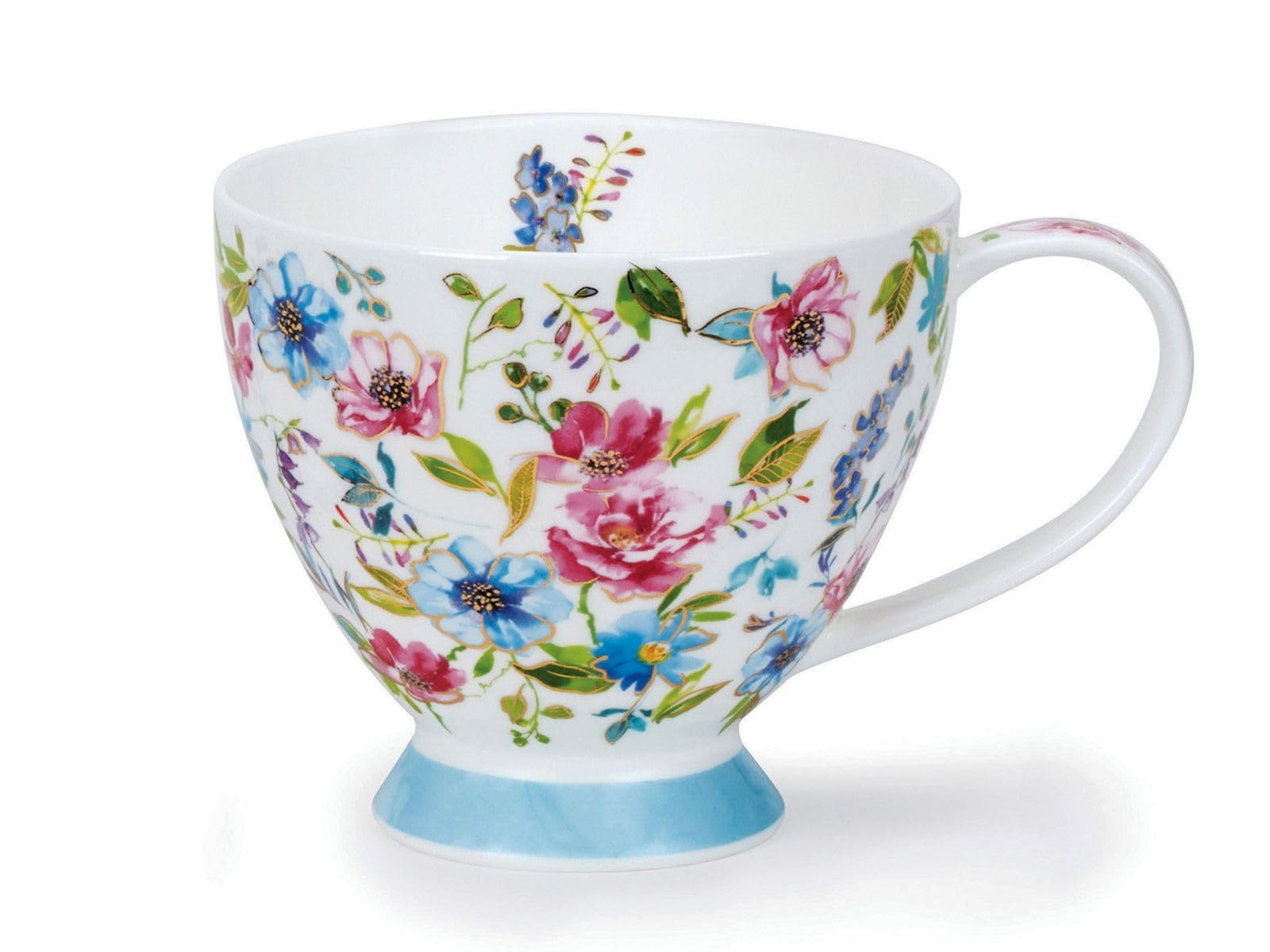 SK-FLEU-BL Fleurs Bleu 22 Carat Gold Laced Bone China Mug - Skye Shape 0.42l