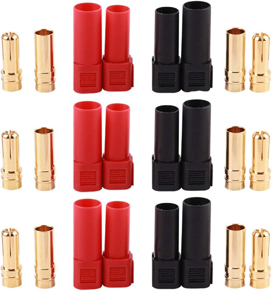 FLY RC 6Pairs Amass XT150 6mm Banana Connector Male and Female Gold Plated Max.60A Continuous/130A Peak Current for Lipo Battery ESC PDB RC Motor (XT150)
