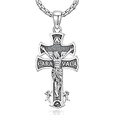 Qyvit Religious Necklace Caravac Cross/St Michael Pendant Necklace 925 Sterling Silver Protection Jewelry Gift for Men Women