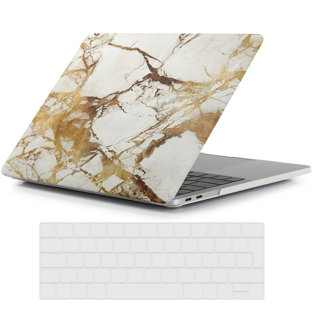 RYGOU Macbook Pro 13 2016 Case,Marble Pattern Hard Cover with EU Layout Clear Keyboard Skin for Macbook Pro 13 inch with Touch Bar & Touch ID Model A1706(Released in Oct 2016)