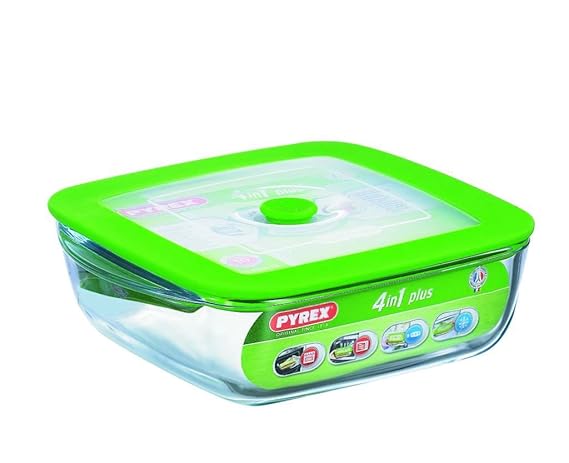 Pyrex Cook & Store - Recipiente 4 in 1 plus cuadrado con tapa, 2,2 litros: Amazon.es: Hogar