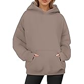 ZENUTA Oversized Hoodies for Women, Long Sleeve Fleece Womens Sweatshirt with Pocket Pullover Fall Outfits Winter Clothes, Large, Coffee Grey