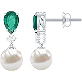Handpicked Natural Pearl Bridal Drop Earrings in Silver, AAA Quality – Gift For Special Occasions