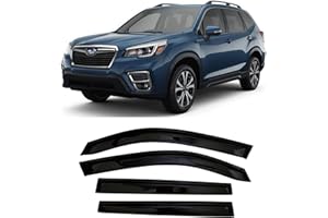 OLLTOZ 2019-2024 Tape-On Side Window Visor Deflectors for Subaru Forester Rain Guards SK Premium Sport Limited Touring Smoke Tinted Protectors 2020 2021 2022 2023