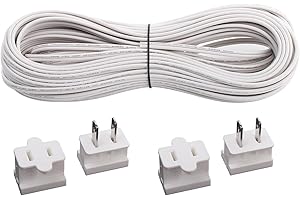 Erlandens SPT-1 Wire 100FT UL Listed Electrical Wire 18/2 Wire Hookup Extension Cable with 4 Vampire Plugs 18AWG 2 Cord Flexible for Residential/Outdoor, White