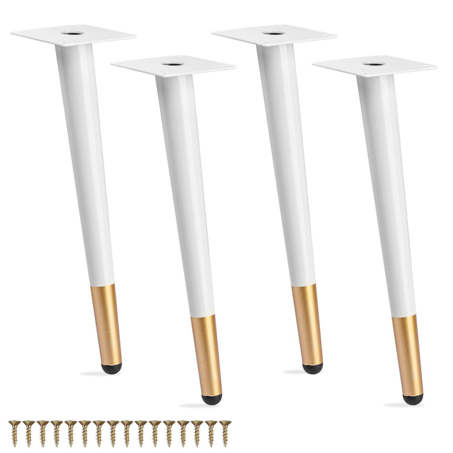 Btowin 4 Inch / 10cm Metal Furniture Legs, 4Pcs Modern Oblique Tapered Furniture Feet, White Glod Heavy Duty Sofa Legs Cabinet Legs Brushed Nickel Finish for TV Stand Cabinet Couch Dresser Table Bed