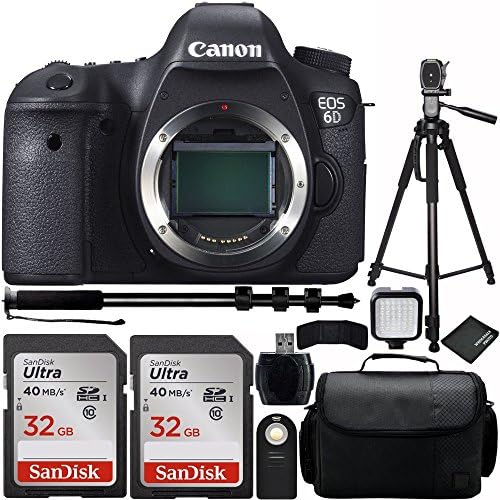 Canon EOS 6D DSLR Camera Body Bundle with Carrying Case and Accessory Kit (10 Items)