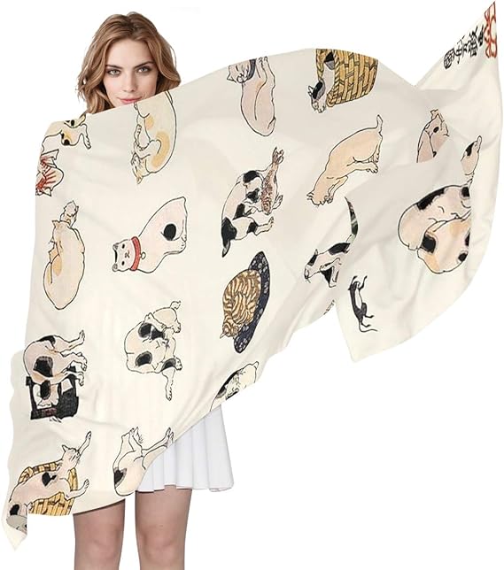 Amazon 歌川 国芳 猫 大判ストール スカーフ レディース 柔らかい 薄手 Uvカット 冷房対策 春 夏 秋 冬 結婚式 誕生日 プレゼント 海辺 旅行 通勤 180cmx90cm スカーフ 通販