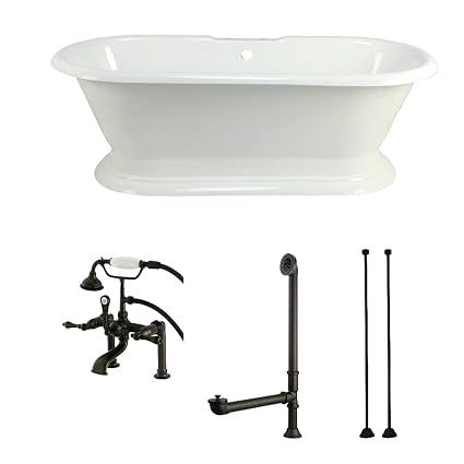 Kingston Brass Double Ended Cast Iron 72 Inch Pedestal Bathtub