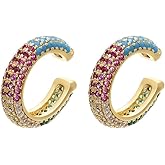 AnnBabic Ear Cuffs for Women - CZ Paved Hoop Conch Cuff Earrings for Men - Sparkle Rhinestones Clip On Wrap Earrings Non Pierced