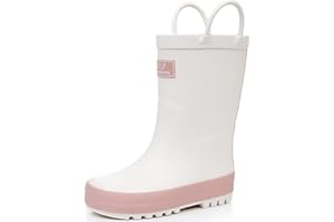 RAINANGEL Toddler Rain Boots with Easy-On Handles, Waterproof Rubber Kids Rain Boots for Girls and Boys, in Fun Printed & Colors Unisex-Child Outdoor Rain Boots