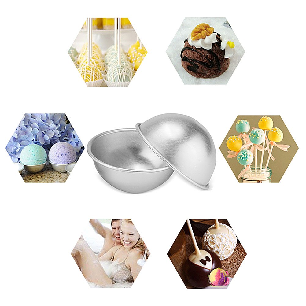 Bath Bomb Mold，5 Sizes 10 Pieces Metal Bath Bomb Mold Kit(2 Hemispheres, 2 Starfish, 2 Heart, 2 Shell, 2 Petal) with 5 Spoons for Bath Bomb Making, Handmade Cakes and Crafts