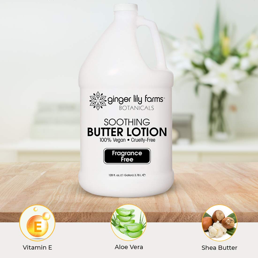 Amazon Com Ginger Lily Farms Botanicals Soothing Butter Lotion 100 Vegan Paraben Sulfate Phosphate Gluten Cruelty Free 1 Gallon Fragrance Free 128 Fl Oz Beauty