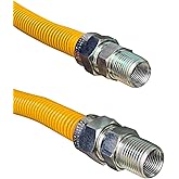 48" Stainless Steel Gas Connector with 3/4" and 1/2" Fittings