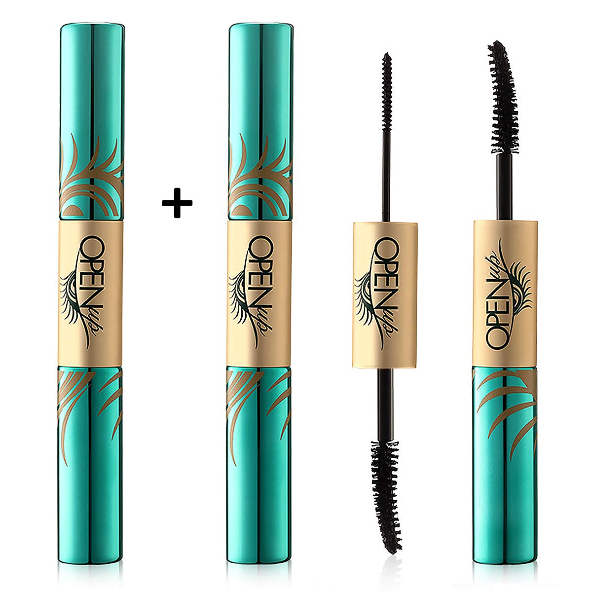 SIAMHOO Double Head 2 in 1 Mascara,4d Silk Fiber Lash Mascara Waterproof,Soft Full Lashes,No Smudging, No Clumping,No Flaking,Thick & Black, (Pack of 2): Beauty