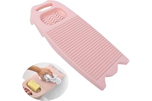 MIDREMER Plastics Clothes Washboards Laundry Board Household Hand Washing Board with Soap Holder Portable Hand Washing Clothes Tool Scrubboards Clothes Cleaning Tools for Home School Dormitory (Pink)