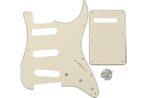 FLEOR SSS 11-Hole Electric Guitar Pickguard with Backplate and Pickguard Screws Set for ST Style Guitar Part,3Ply Cream