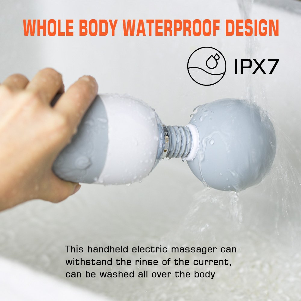 Cordless Magic Therapeutic Wand Massager Handheld - 7 Pattern / 4 Speed for Muscle Aches & Sports Recovery, Rechargeable & Waterproof (Gray Enhanced Version)