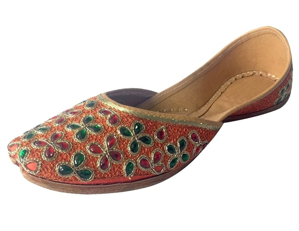 step n style women's multi kundan work punjabi jutti ethnic mojari
