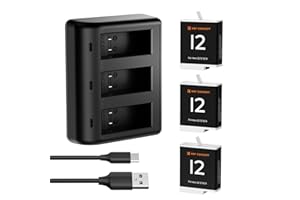 K&F CONCEPT Hero 12 Battery 3-Pack 1730mAh Compatible with Enduro Batteries with 3-Slot Charger Compatible with Hero 12 11 10