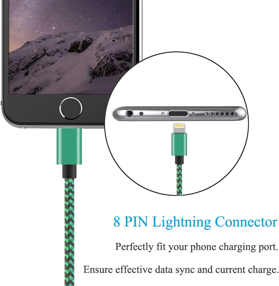 iPhone Charger Cord 4Pack iPhone Charger Cable MFi Certified Lightning Cable Fast iPhone Charging Cord Nylon Braided iPhone Charging Cable Compatible with Phone 11 Pro max/XR max/8/7/6/6s/SE 2020,iPad