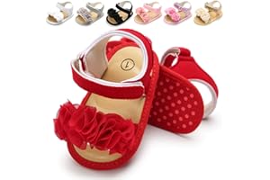 LAFEGEN Infant Baby Girls Summer Sandals Newborn Toddler First Walker Crib Dress Shoes