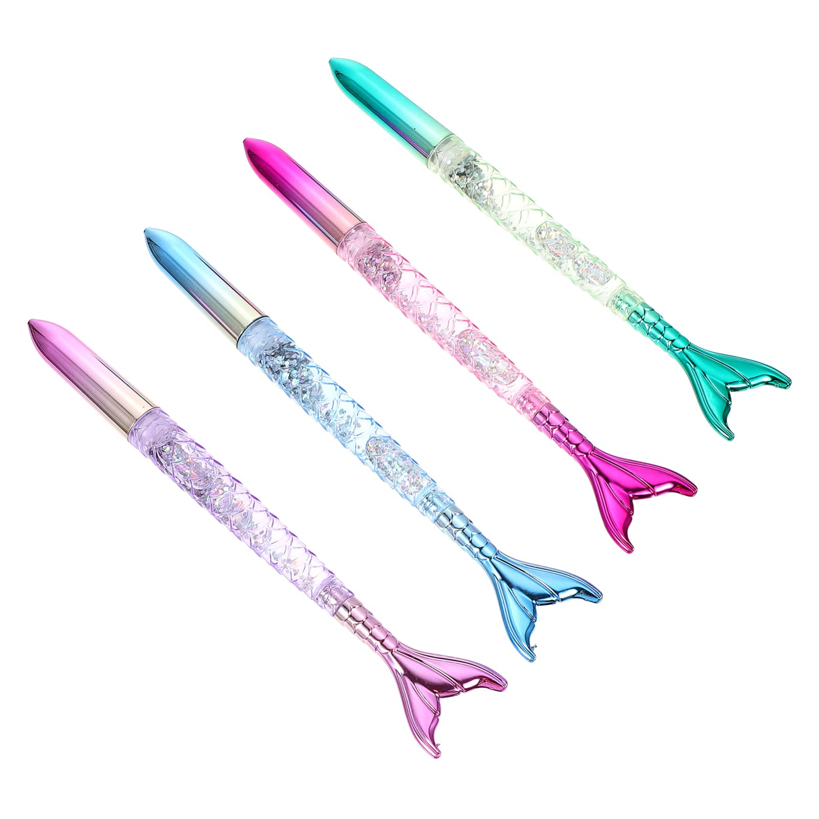 Toddmomy Cartoon Ink Gel Pens 4Pcs Mermaid Pens 1mm Blue Gel Ink Refills Ballpoint s Mermaid Tail for Home School Office Stationery Kids Students Glitter Gel