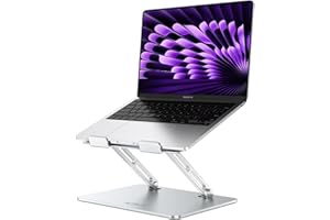 NTMY Aluminum Laptop Stand for Desk, Adjustable Laptop Stand, Folding Laptop Riser for Desk,Computer Notebook Stand Compatible with MacBook air pro, Acer, HP, Lenovo, Dell(10-16")-Silver