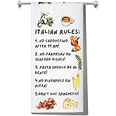 JNIAP Italian Kitchen Towels and Decor - Hand Towel, Chef Gifts, Rules Dish Towel (Italian Rules kt)