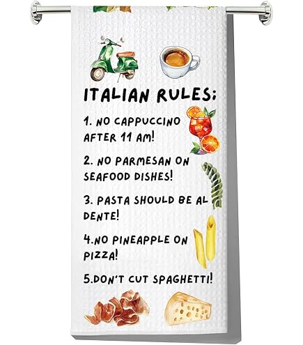 Italienisches Küchentuch Mit Segensspruch – 40,6x61 Cm, Waffelmuster, Aus Polyester, Wasserabsorbierend, Als Deko Oder Geschenk