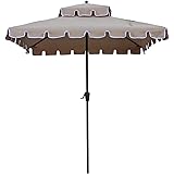 Amazon Com Trademark Innovations Deluxe Solar Powered Led Lighted Patio Umbrella 7 With Scalloped Edge Top Blue Garden Outdoor