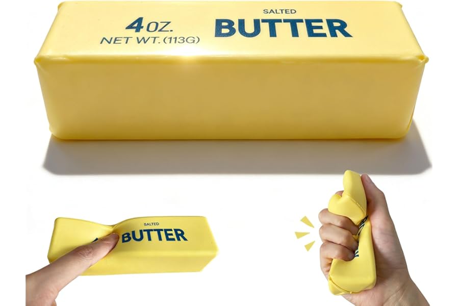 Slow Rebound Cute Butter Squeeze Stress Balls, 2026 New Realistic Soft Butter Stick Fidget Toy,Slow Rising Portable Squishy for Adults Anxiety & Stress Relief, Sensory Gifts for Office, Home(1pcs)