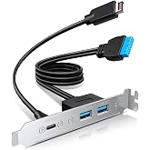 GRAUGEAR 20Gbps USB3.2 Gen2x2 USB-C Front Panel Adapter, Motherboard Header Extension Cable, USB-C and USB to USB3.2 Type-E Key-A 20-Pin and 19-Pin USB3.0 Connectors with PCIe Bracket[G-AD-ETC2A-20G]