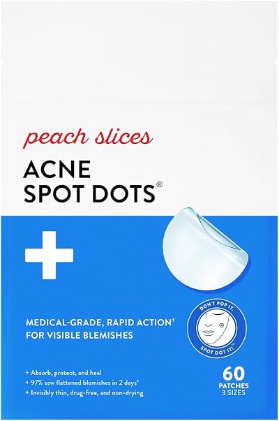 Peach Slices Acne Spot Dots 60ct Hydrocolloid Pimple Patches Face Korean Beauty