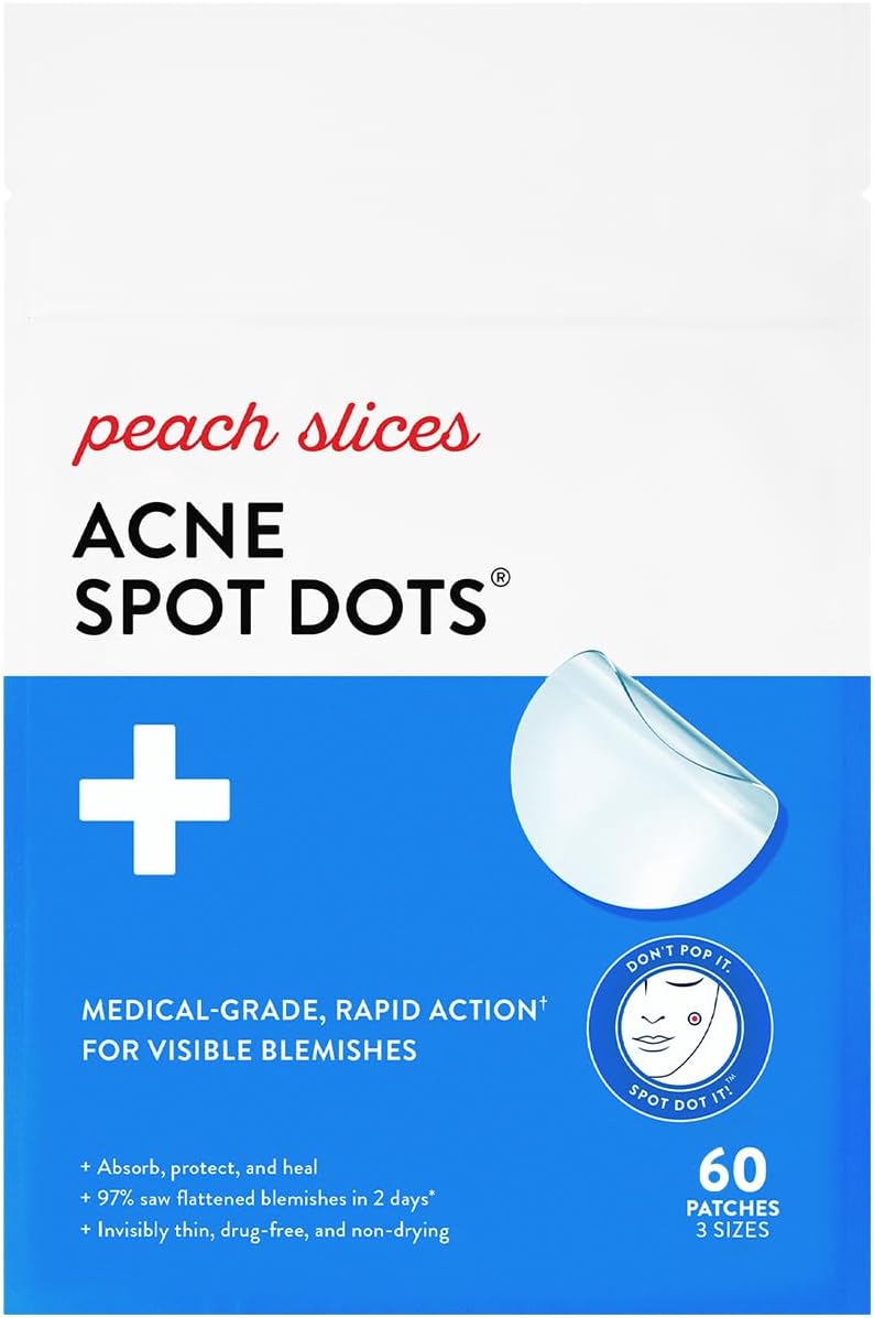 Peach Slices Acne Spot Dots 60ct Hydrocolloid Pimple Patches Face Korean Beauty