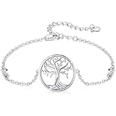 AOVEAO Tree of life Bracelets Sterling Silver Hypoallergenic Tiny Family Tree Good Luck Bracelet Jewelry for Mother