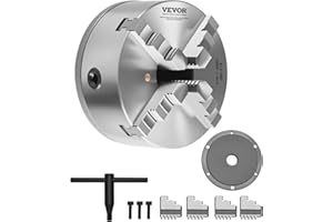VEVOR 4-Jaw Lathe Chuck, 8 Inch (200 mm), Self-Centering Chuck with 1 1/2 in-8 Threaded Backing Plate, 0.16-7.87 in (4-200 mm