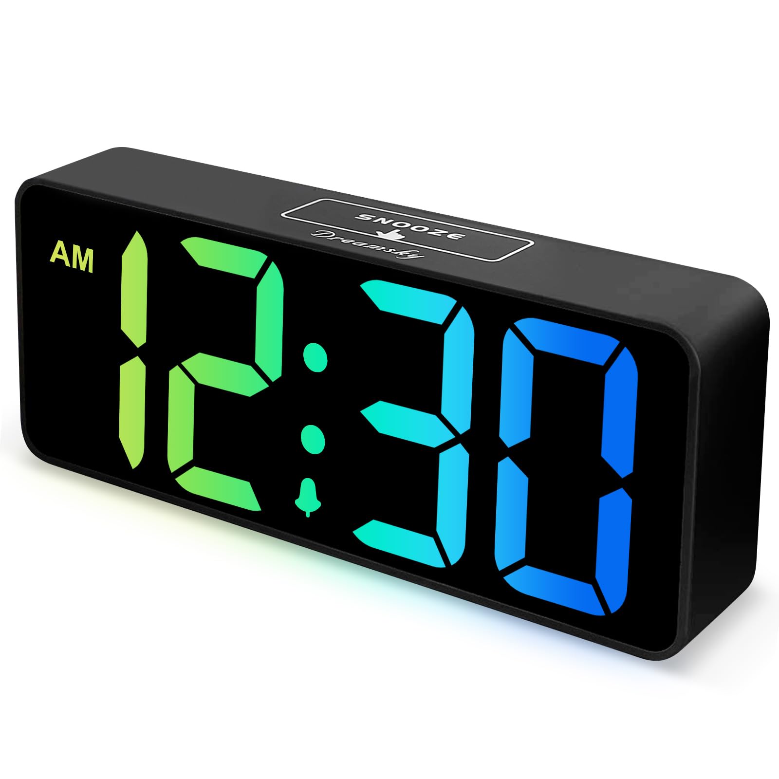 DreamSky Large Digital Alarm Clock Big Numbers for Seniors & Visually Impaired, RGB 9 Inches Desk Clock for Bedroom, Dimmable Jumbo Display, USB Ports, Loud Alarm for Heavy Sleepers, Adjustable Volume