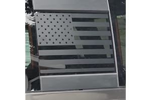 Zhizhong Rear Middle Window Decal Fits for 2014-2024 Chevy Colorado GMC Canyon, Matte Black American Flag Back Sliding Window Vinyl Sticker