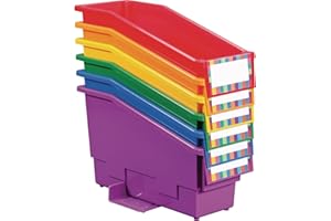 Really Good Stuff Non-Tip Book and Binder Holders with Stabilizer Wings, 5½” by 13½” by 7¾” - Set of 6, Classroom & Library Organization