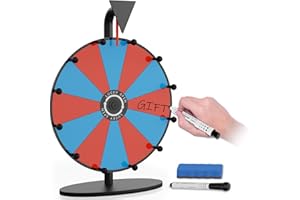 WHAUU Prize Wheel,12 Inch Spinning Wheel with Stand,12 Slots Color Spinner Wheel with Eraser, Markers, Dry Erase Wheel of Fortune Game for Carnival, Casino & Trade Show (Black, Prize Wheel-12inch)