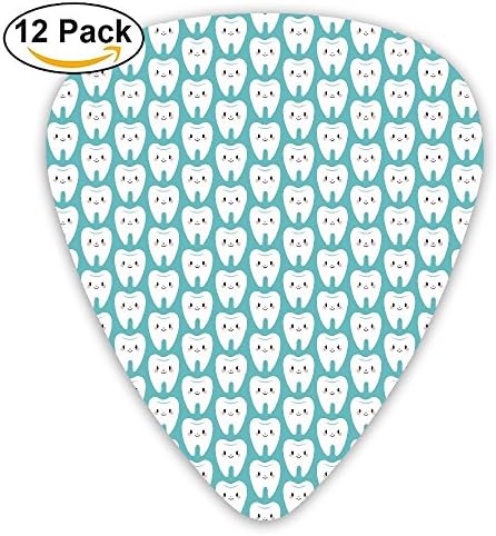 Cute Molar Teeth Blue Stylish Guitar Picks For Electric Guitar,Acoustic Guitar,Mandolin,Banjos,Ukulele,Resonator And Bass 12-Pack Includes 0.46mm,0.73mm,0.96mm