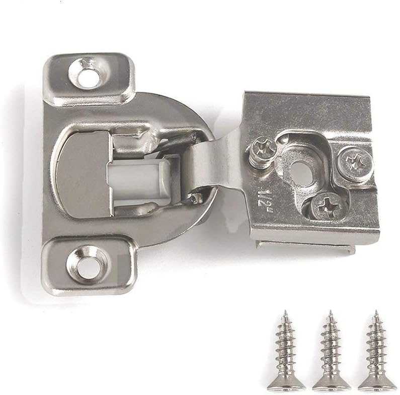 Soft Close Hinge 1-1/4" Cabinet Door Hardware Compact Overlay Hinges for Frameless Face Frame Nickel Plated - 2 Pack