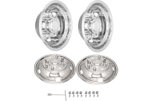 JOHNWELL 19.5 INCHES for Ford F450 F550 (2005-2020) SS 304 Wheel Simulator Center Caps with 10 LUGNUTS NO Easy Rusted