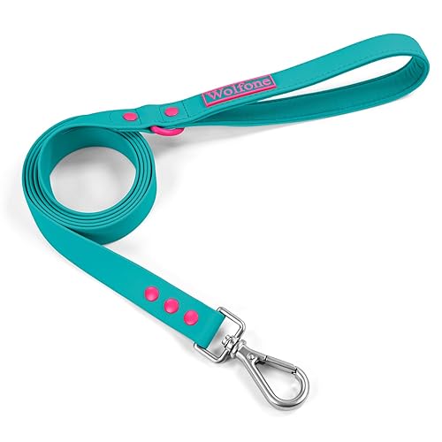 Wolfone Waterproof Dog Leash Carabiner Leash for Dogs Soft Handle Easy Care 5ft*20mm*2.5mm Viridian Green