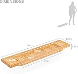 woodluv Slimline Bamboo Bath Caddy Tray Natural 70cm Wide Bath Shelf Organiser view 6