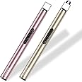 REIDEA Lighter 2 Pack Electronic Candle Lighter Arc Windproof Flameless USB Rechargeable Lighter with Safe Button for Home Kitchen (Champagne and Rose Gold)