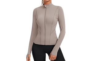Rapbin Women's Slim Fit Workout Jackets Full Zip Long Sleeve Running Athletic Tops Yoga Shirts with Thumb Holes